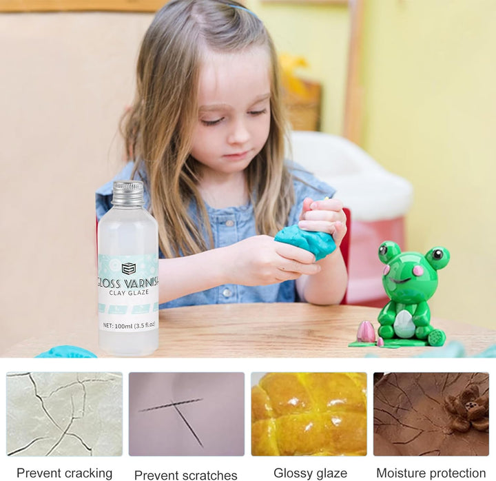 Air Dry Clay Glaze,Glasur für Ton Lufttrocknend,100ML Lufttrocknender Tonlack,Varnish für Selbsttroc