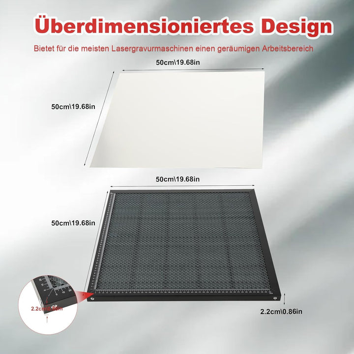 Laser Wabentisch, 500 x 500 x 22 mm Laser Honeycomb Arbeitstisch mit 0.4mm Aluminiumplatte für Deskt