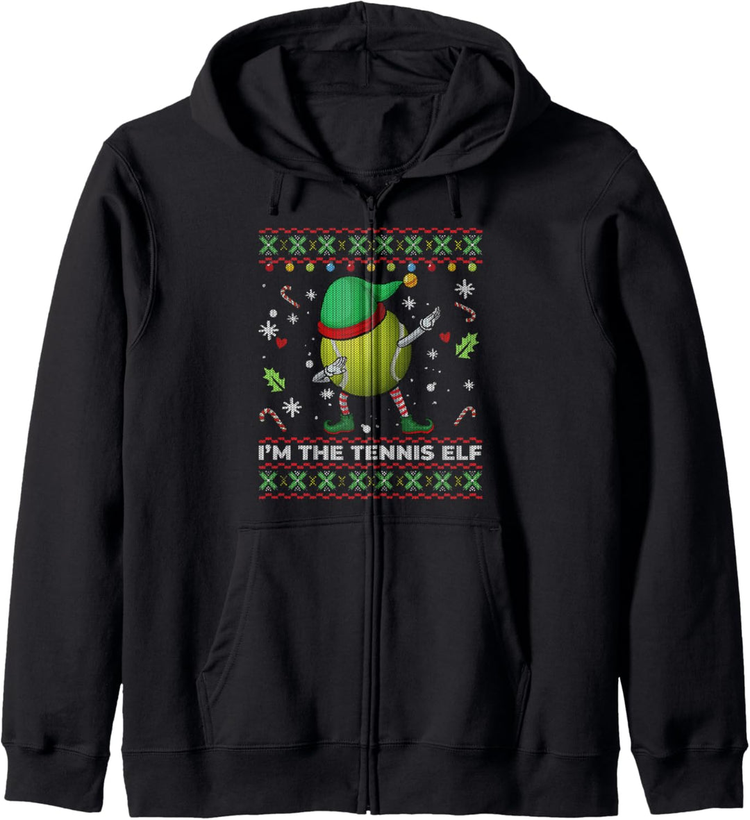 Dabbing Tennis Ball Elf Hat Christmas Ugly Sweater Kapuzenjacke