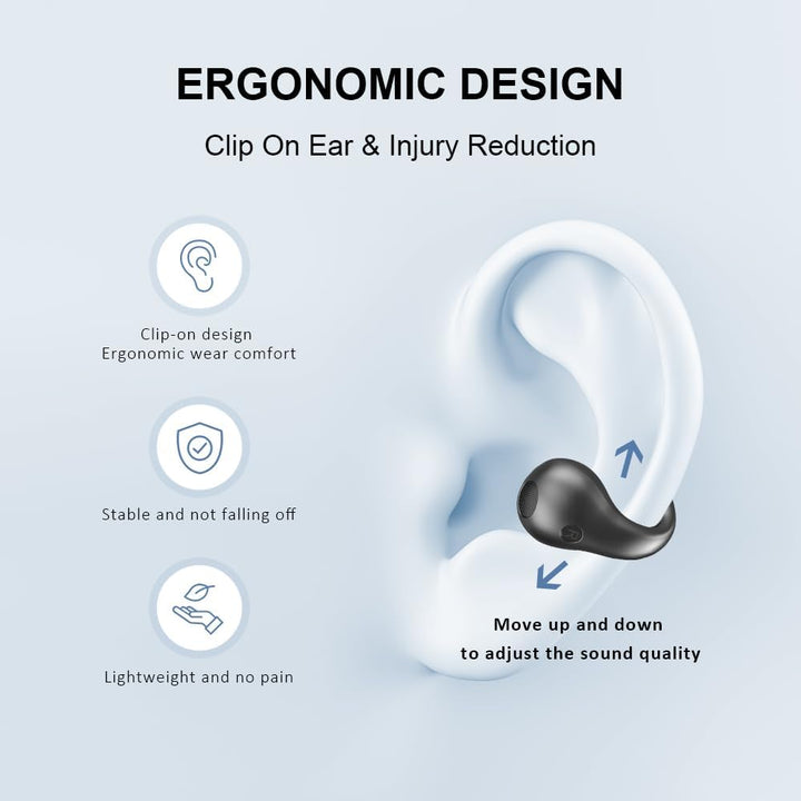 SLuB Knochenschall Kopfhörer, Open Ear Kopfhörer Bluetooth, Ohrclip-Sportkopfhörer, Bluetooth 5.4, H