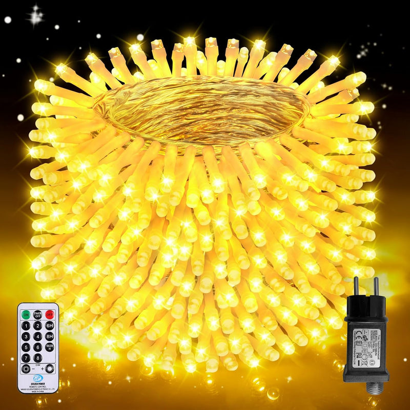 Auriostar Lichterkette Aussen 60m 600LED, Lichterkette Weihnachtsbaum Outdoor, 8 Modi Lichterkette I