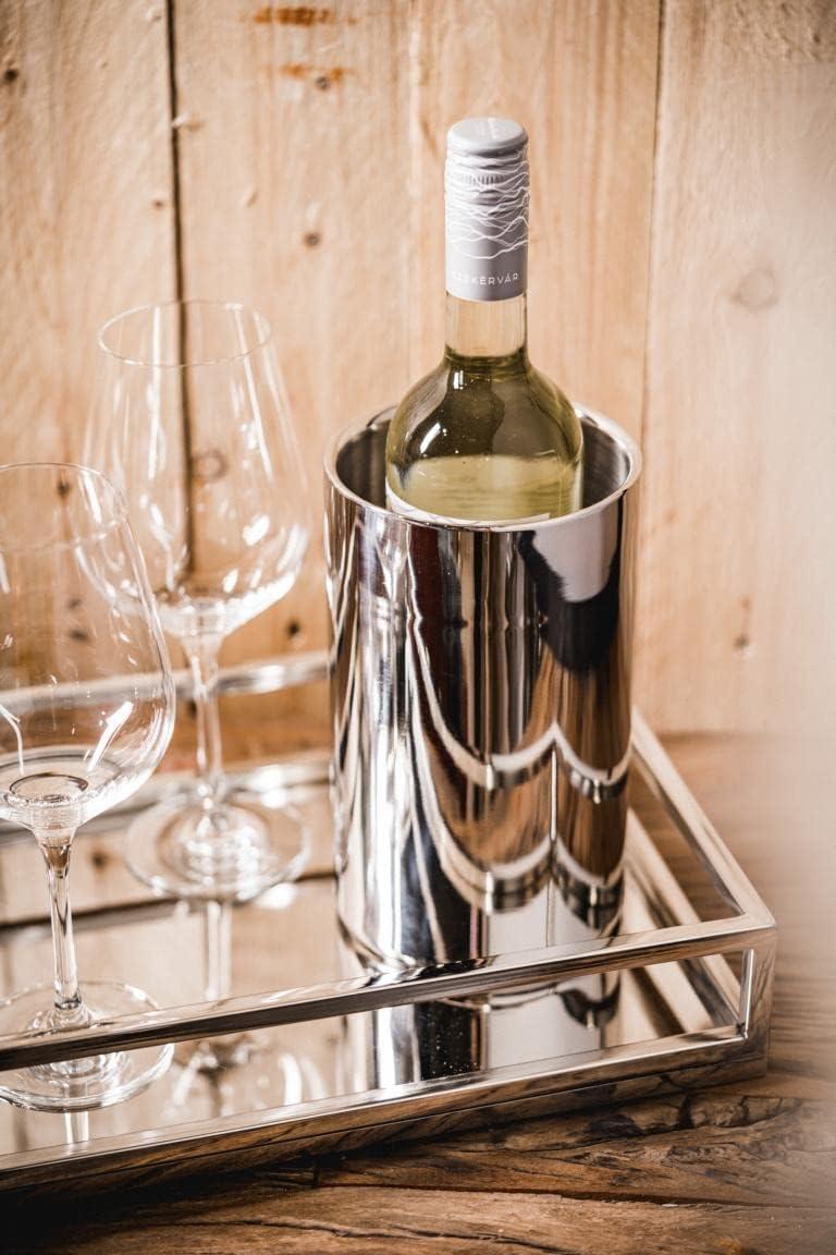 Champagnerkühler doppelwandig, Weinkühler, Flaschenkühler Sektkühler Getränkekühler aus Edelstahl Si