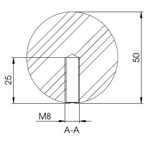 Edelstahlkugel massiv ø 50mm, mit M8 Gewinde