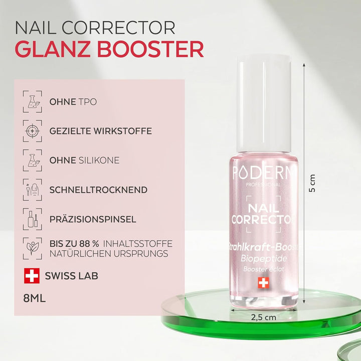 PODERM Korrigierender & Perfektionierender Pflege-Nagellack – Glanz-Booster | 8 ML – Belebt natürlic