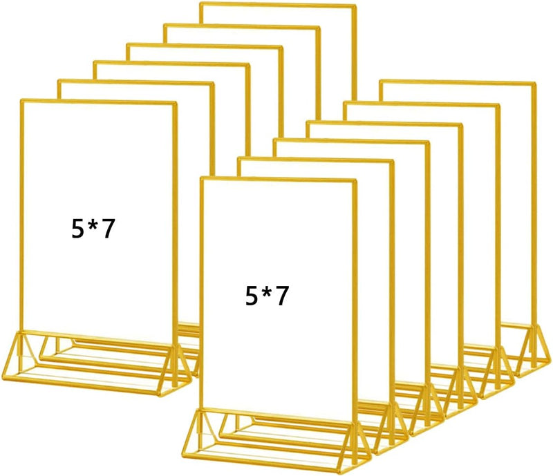 Bilderrahmen, 12 Stück 5x7 Zoll (13x18cm) Thekenaufsteller Bilderrahmen Goldenes Seitenklares Doppel