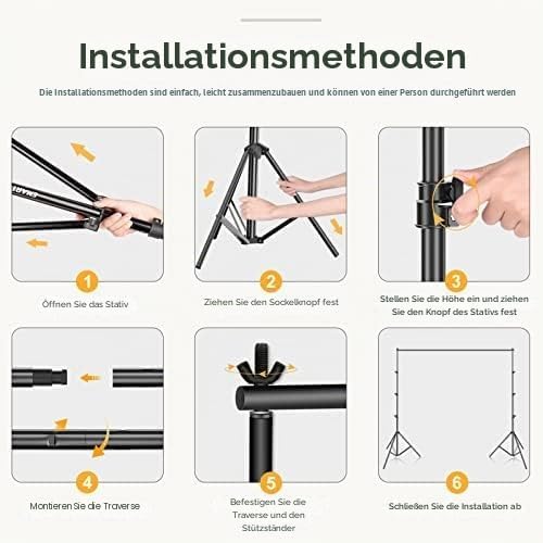 EMART Fotohintergrund Ständer 2,6m x 3m, Verstellbare Foto Hintergrundsystem Fotografie mit 2 Federk