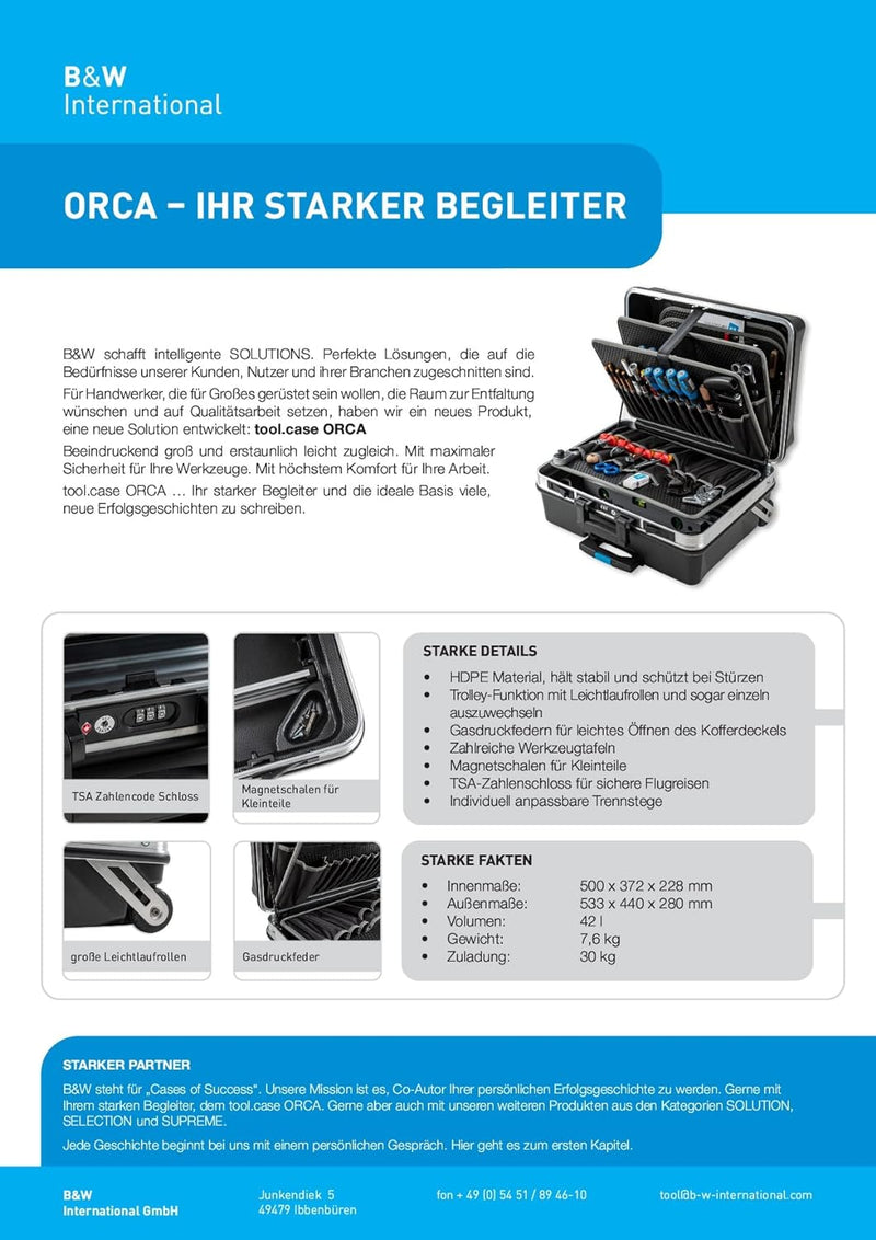 B&W orca pockets Werkzeugkoffer aus HDPE mit pockets (Lieferung erfolgt ohne Werkzeug), tool.case HD