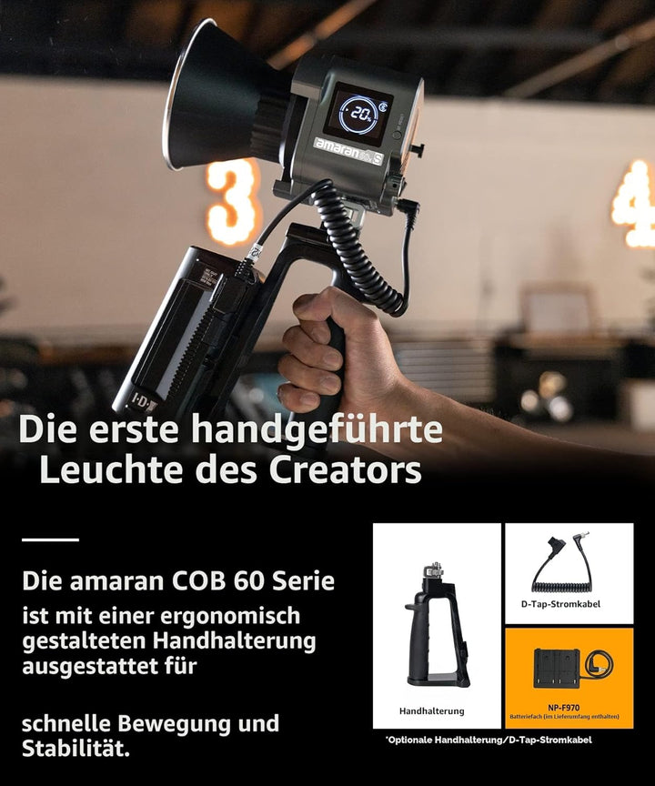 Amaran 60d S - LED Dauerlicht für Fotografen, Studio - Monolight Punktquelle, Videolicht 65W 5.600K,