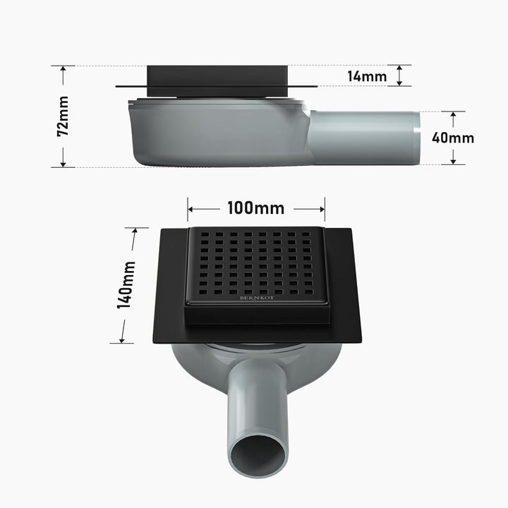 Duschrinne Quadrat 10 * 10cm, 360° Siphon mit Geruchsstop und Haarsieb Edelstahl Ablaufrinne Bodenab