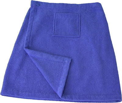 Lashuma Männer Saunakilt Blau, Baumwoll Saunarock mit Tasche und Knöpfen, anpassbarer Sauna Sarong L