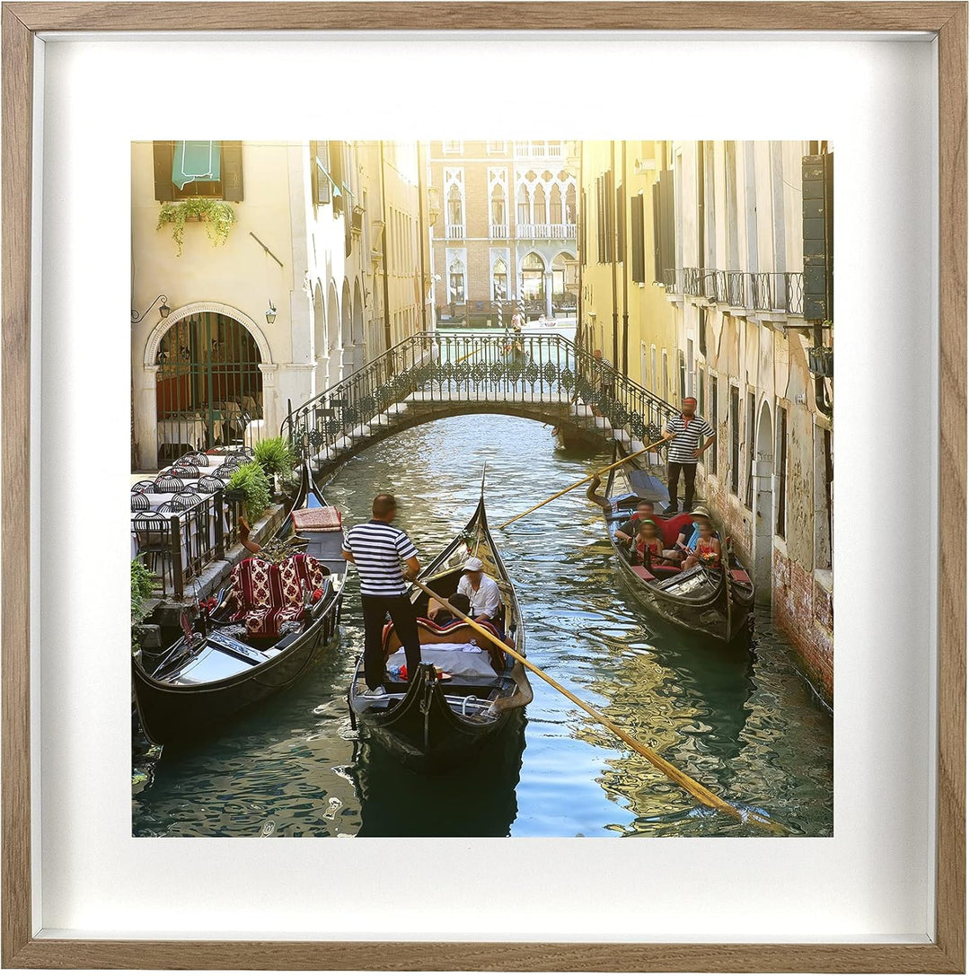 BD ART 50x50 cm gross Box 3D Objektrahmen Bilderrahmen mit Passepartout 40x40 cm, Eiche Quadratische