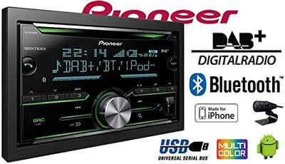 Pioneer FH-X840DAB Doppel-DIN Autoradio Bluetooth-Freisprecheinrichtung, DAB+ Tuner Single, Single