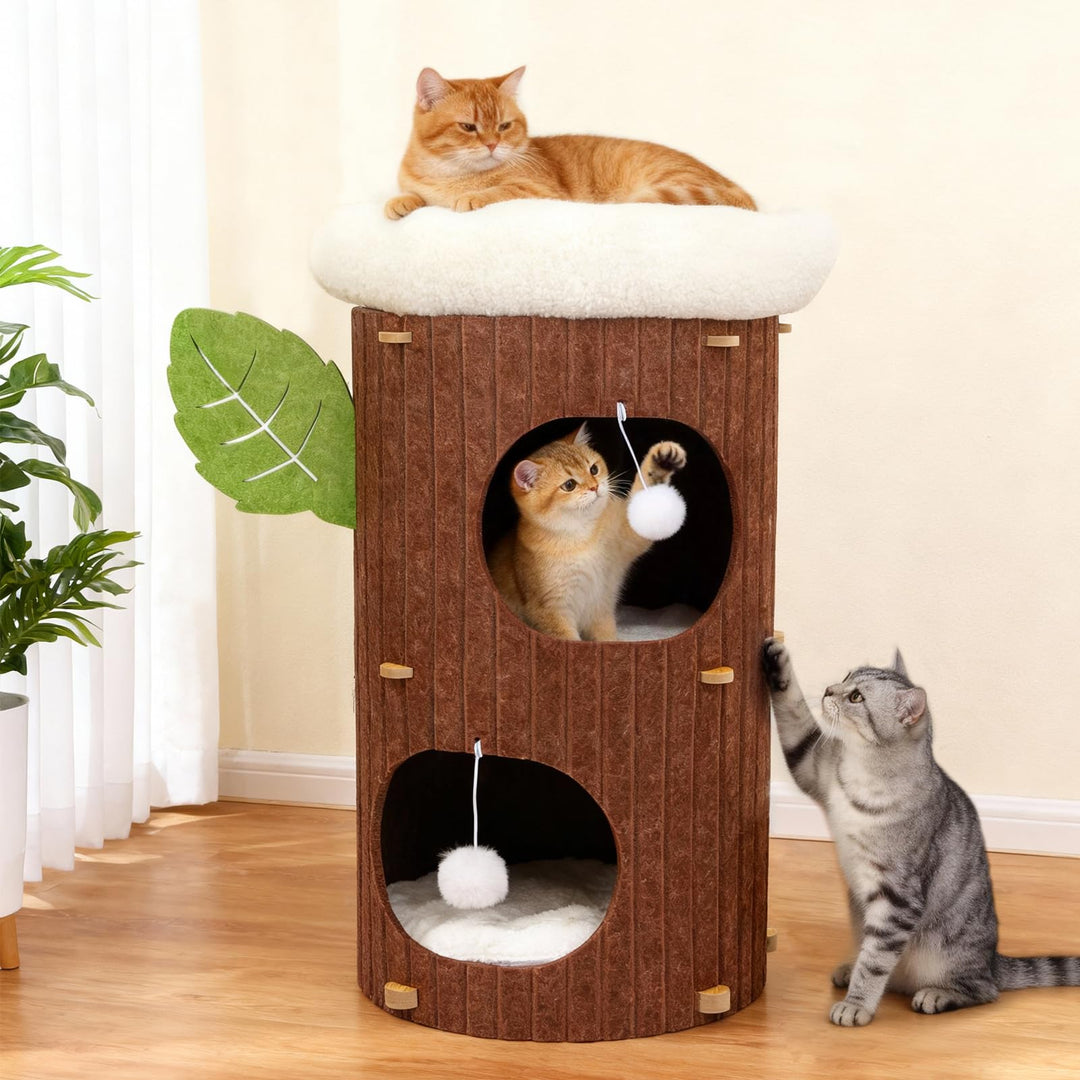 3-stöckige Kratztonne für Katzen -Kratzbaum mit Kratzbrett &amp; 3 Matten, Spieltonne für Katzen bis 20