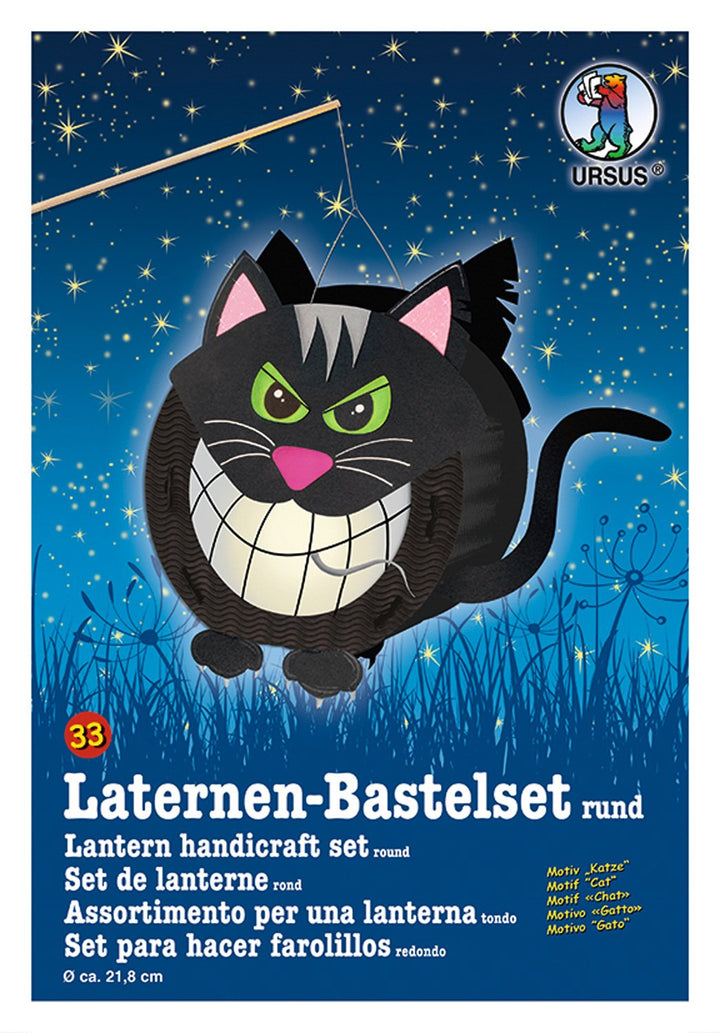 Ursus 18700033 - Laternen Bastelset, Katze, ca. 21,8 x 21 x 10,3 cm, Durchmesser ca. 21,8 cm, inklus
