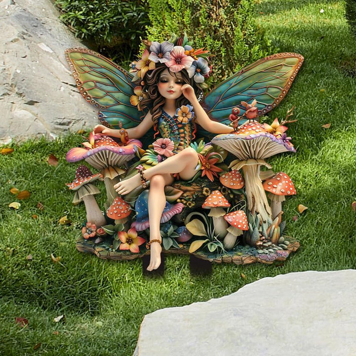 Bohemian Feen Blumentopf Figuren, Fairy Garden Miniatur Feen Figuren Elfen Bodenstecker Dekor Schild