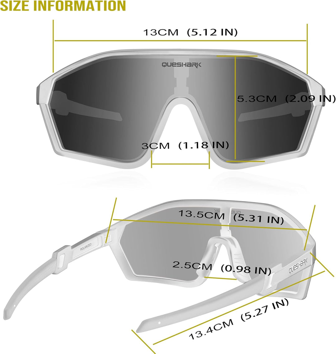 Queshark Polarisierte Fahrradbrille - Radsport Brillen für Männer & Frauen - UV400 Schutz,Sportbrill
