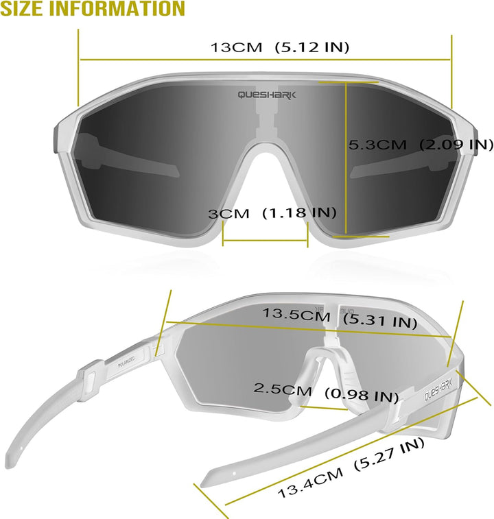 Queshark Polarisierte Fahrradbrille - Radsport Brillen für Männer & Frauen - UV400 Schutz,Sportbrill