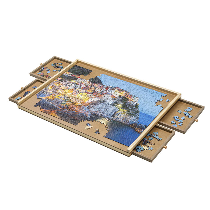 Bambelaa! Puzzletisch 1000 Teile mit 4 Schubladen Puzzlebrett mit Auszügen Tragbarer Puzzle Tisch fü