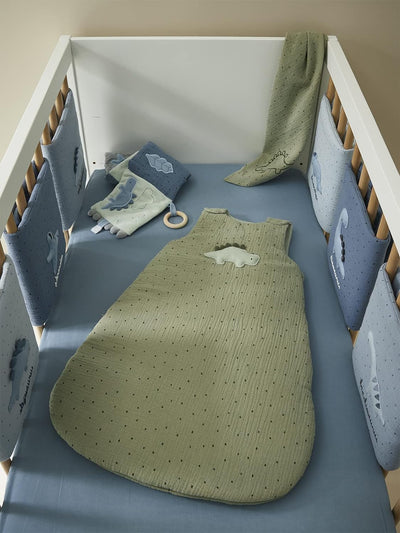 Vertbaudet Babyschlafsack ohne Ärmeln, Gaze aus Baumwolle, DINOSAURUS 0/6 m, Khaki Grün 0/6M, Grün 0