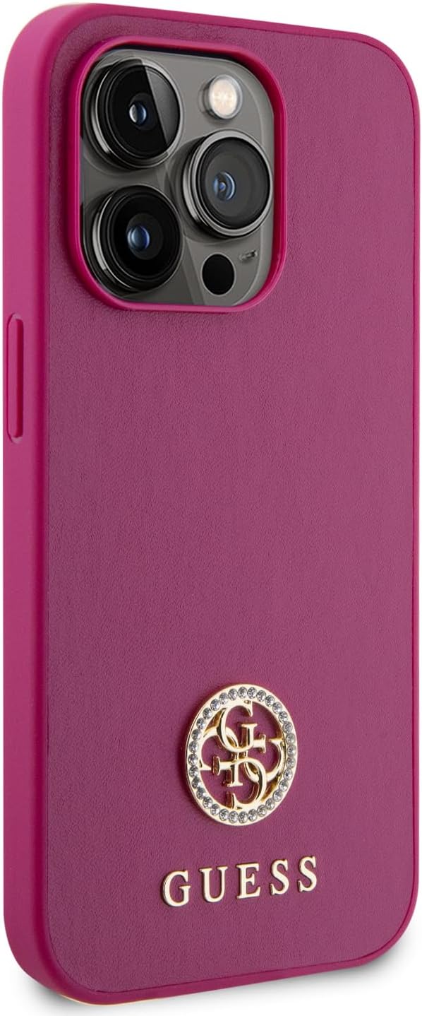 CG MOBILE Guess PU Metal 4G Strass Hülle für iPhone 15 Pro Max (Pink) rose, rose