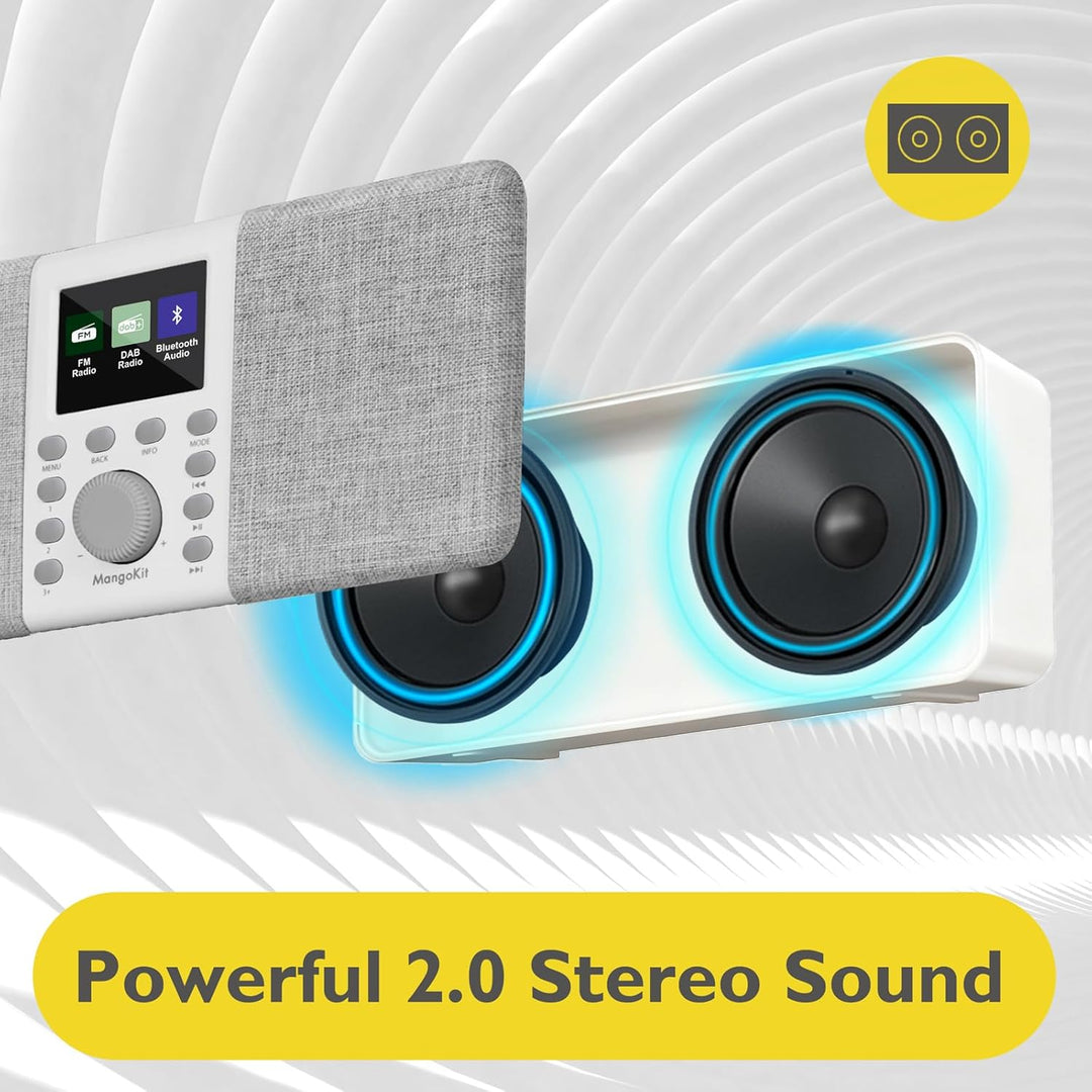 MangoKit MD5 Stereo DAB Radio mit Bluetooth,DAB Plus Radio,Digitalradio,UKW Radio,Tragbares Dab Radi