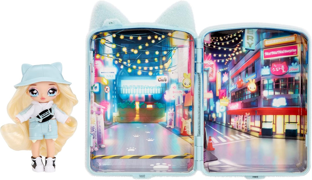 Na! Na! Na! Surprise Mini Backpack Serie 2 - Khloe Kitty - Modepuppe und Fuzzy White Kitty Rucksack