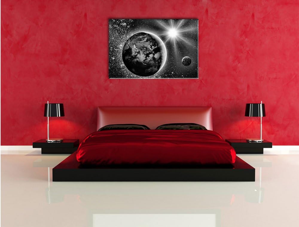 Pixxprint Erde im Weltall als Leinwandbild/Grösse: 100x70 cm/Wandbild/Kunstdruck/fertig bespannt, 10