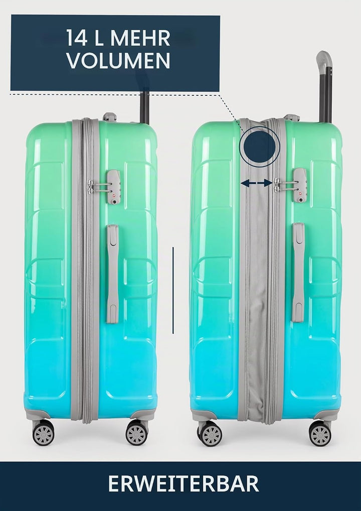 suitline - grosser Hartschalen-Koffer Koffer Trolley Rollkoffer XL Reisekoffer, TSA, 76 cm, ca. 96-1