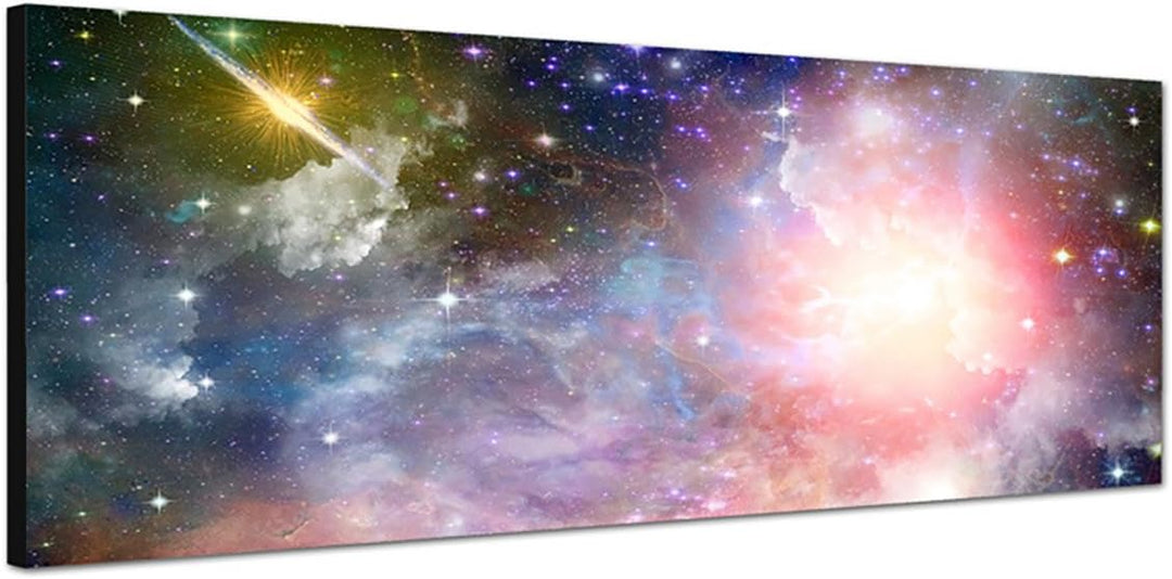 Paul Sinus Art Panoramabild auf Leinwand und Keilrahmen 150x50cm Weltraum Sterne Planeten Galaxie