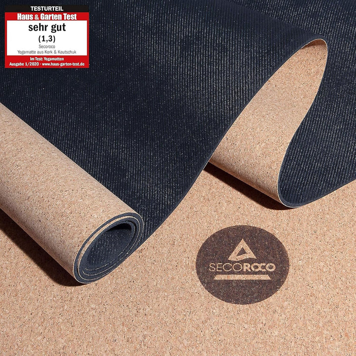 Secoroco Yogamatte Kork - getestet mit SEHR GUT - 2-5 mm Stärke - rutschfest, vegan & nachhaltig - Y