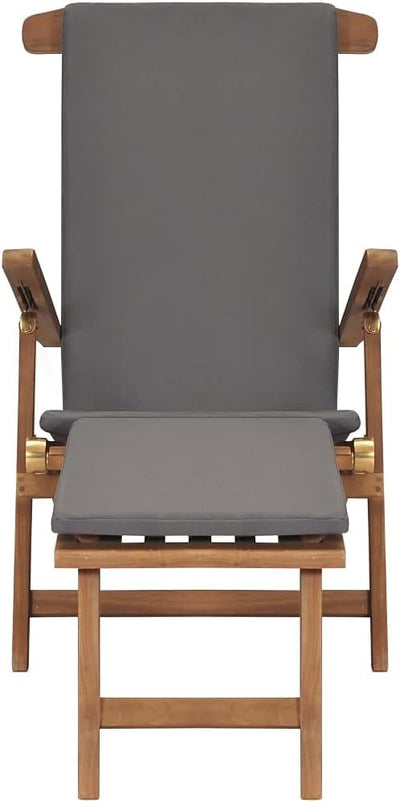 vidaXL Teak Massiv Liegestuhl mit Auflage Klappbar Sonnenliege Gartenliege Deckchair Gartenmöbel Hol