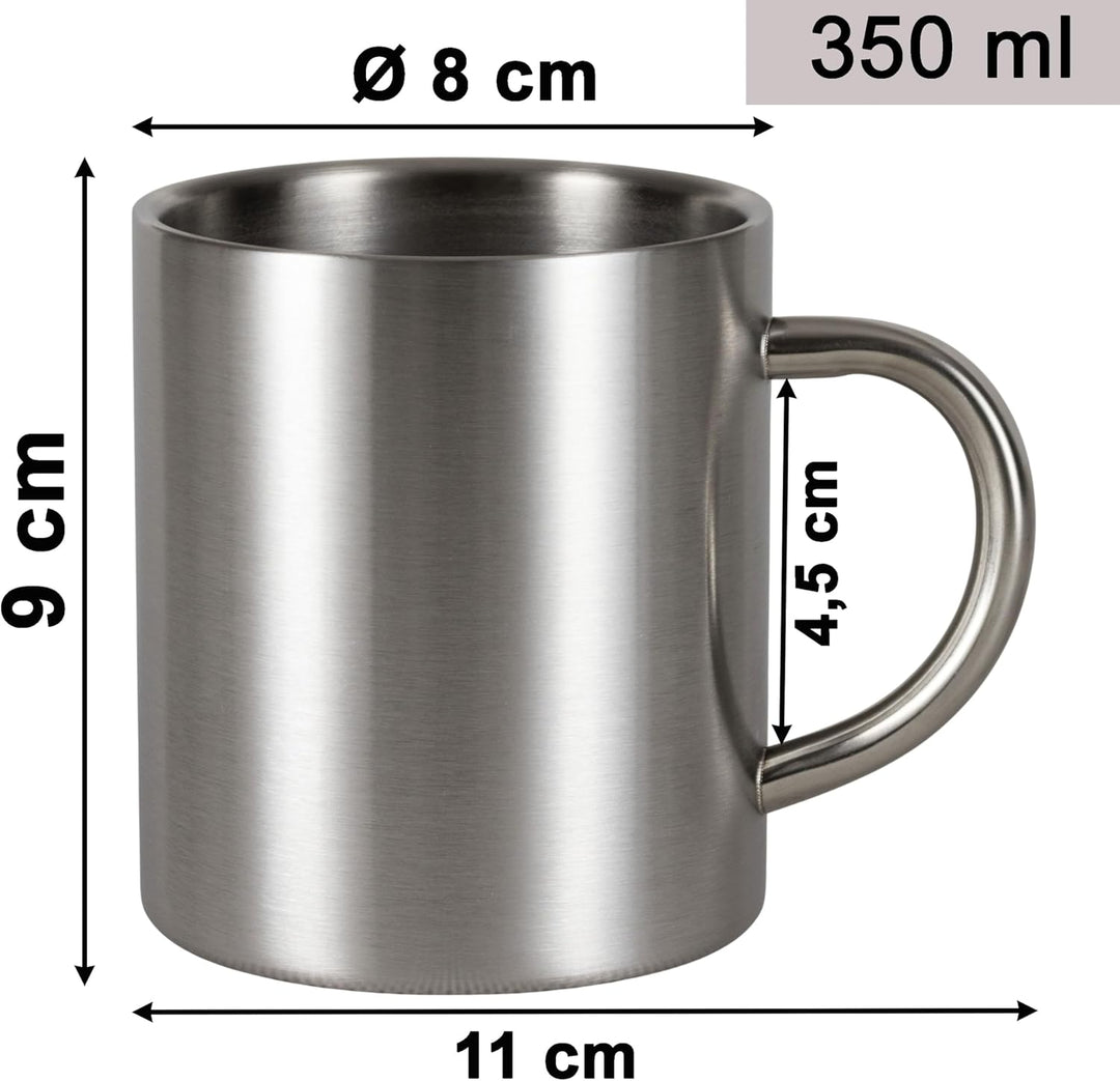 Melamin Geschirr Set Braun mit Edelstahl Thermo Tassen Steingutoptik Spülmaschinengeeignet Essgeschi
