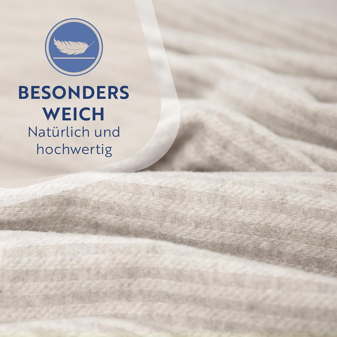 NOSTRA Andora Tagesdecke 140x200 | Weiche Merino Wolldecke mit 10% Kaschmir | Picnic Blanket | Warme