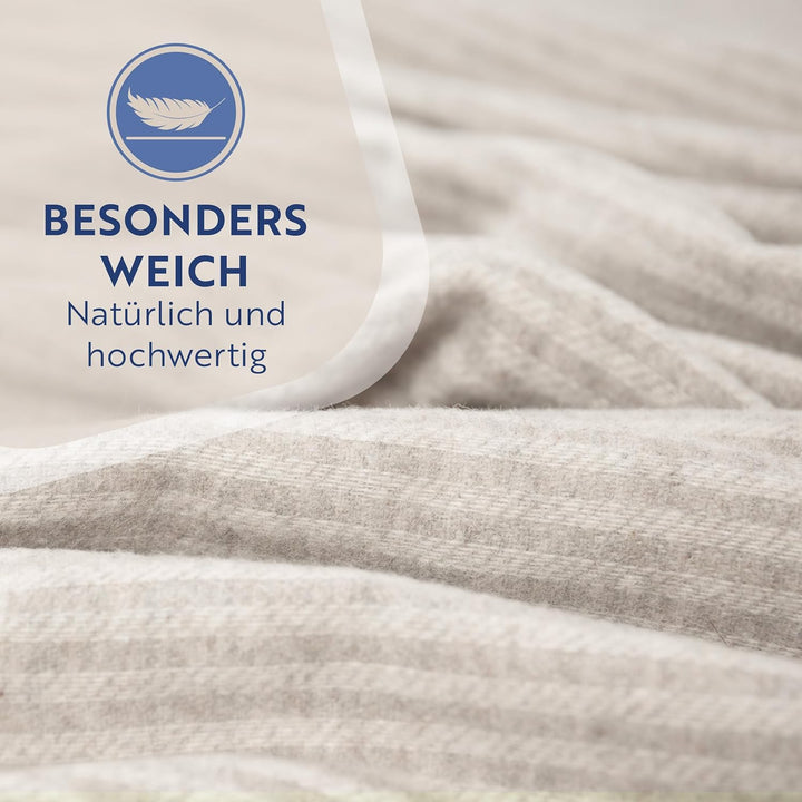 NOSTRA Andora Tagesdecke 140x200 | Weiche Merino Wolldecke mit 10% Kaschmir | Picnic Blanket | Warme