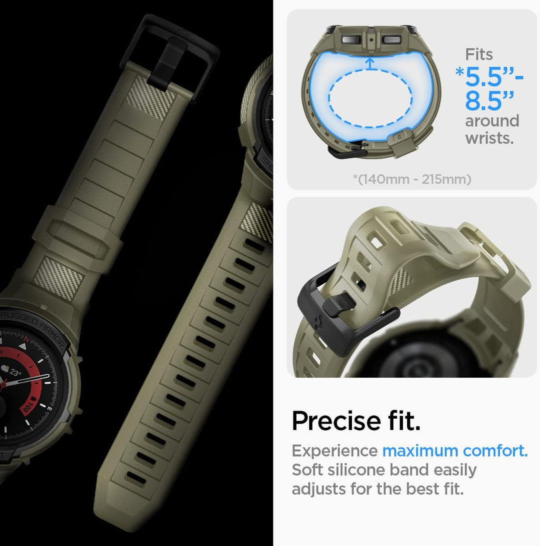 Spigen Rugged Armor Pro Armband mit Hülle Kompatibel mit Galaxy Watch 5 Pro 45mm (2022) - Vintage Kh