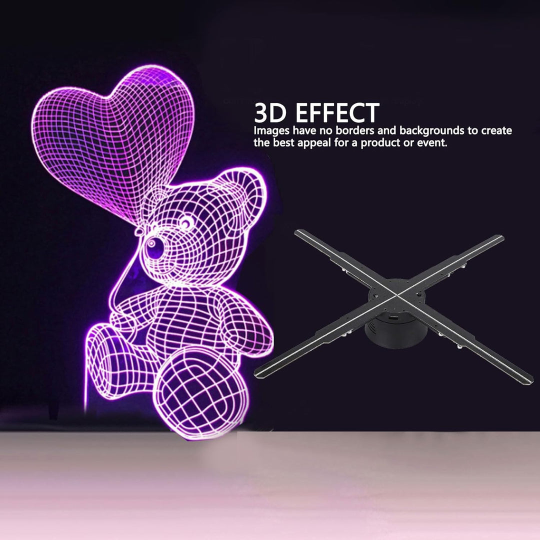 Holografischer 3D-Projektor, 3D-Hologramm-Lüfter, Werbedisplay-Maschine mit 510 LED-Perlen und 4 Flü