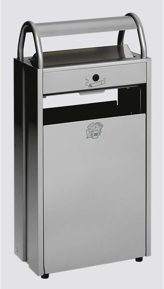 VAR | Abfallsammler mit Ascher und Regenschutzdach | Volumen 60 l, BxHxT 480 x 960 x 250 mm, schwarz