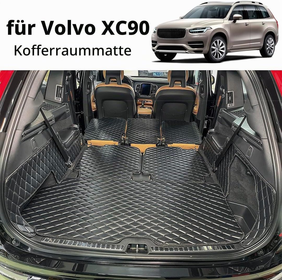 Kofferraumwanne kompatibel mit Volvo XC90 2016–2024 (7-Sitzer) Kofferraummatte Kofferraumabdeckung