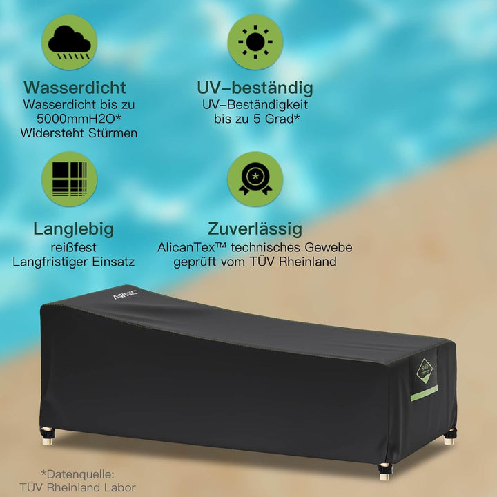 Awnic 2 Stück Gartenliege Abdeckung Wasserdicht 420D Oxford Stoff - Liegestuhl Abdeckung für Garten