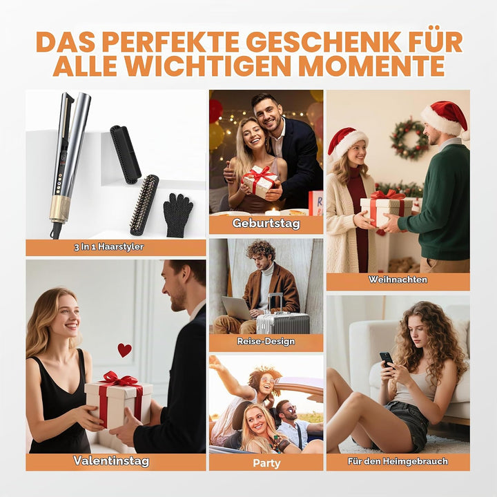 OKWRAP Air Straightener 110000RPM Air Haarglätter Glätteisen mit Luft 1600W Silber, Silber