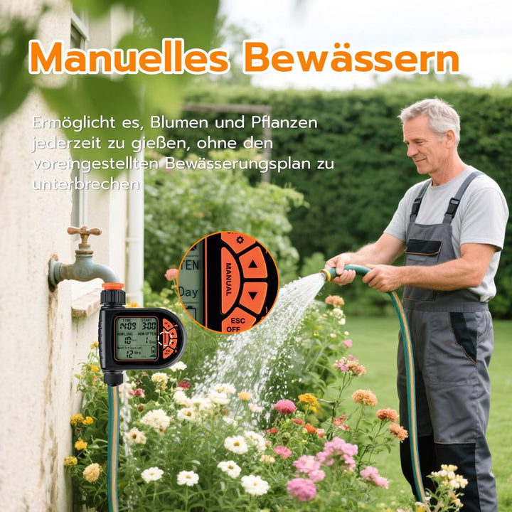 Mcbazel Bewässerungscomputer, Bewässerungsuhr mit Regenverzögerung, Automatische/Manuell Bewässerung