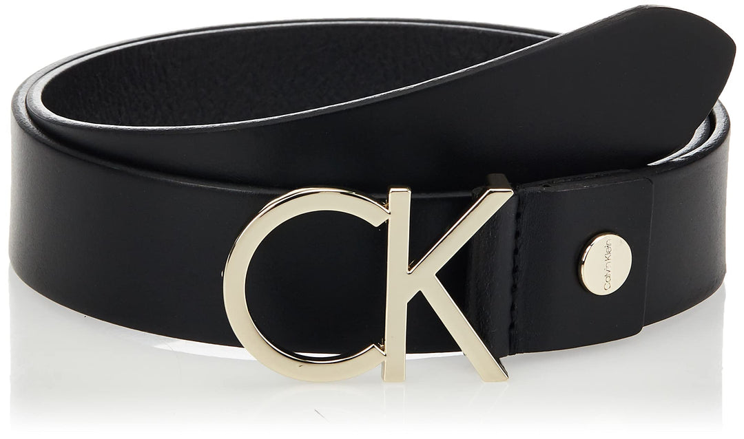 Calvin Klein Damen Gürtel 90 Black Leather & Light Gold Buckle, 90 Black Leather & Light Gold Buckle