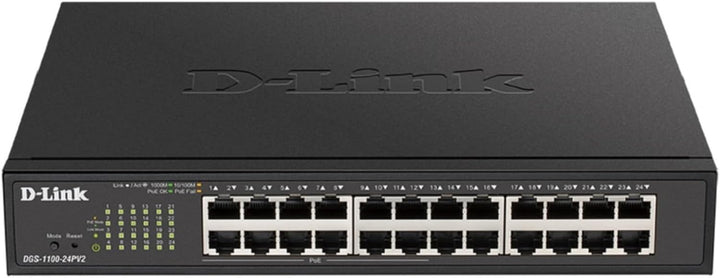 D-Link DGS-1100-24PV2 24-Port Gigabit PoE Smart Switch (24 x 10/100/1000 Mbit/s, davon 12 PoE-Ports,