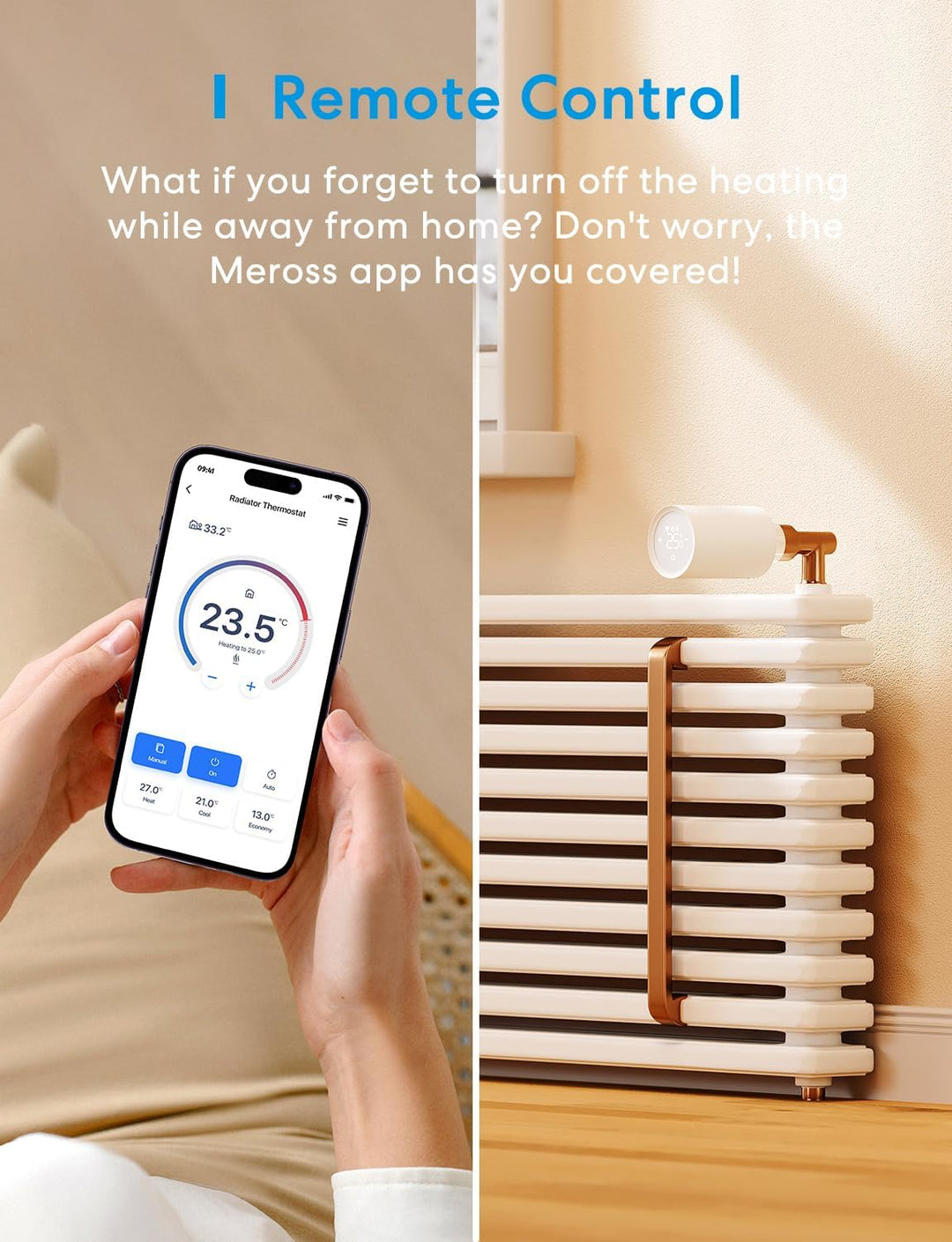 Meross Matter Heizkörperthermostat WLAN Heizungsthermostat benötigt extra Hub Smart Thermostat WLAN