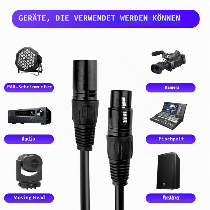 Czgor DMX Kabel 1.2M 6 Stück, Flexibles 3-Pin Signal XLR Männchen zu Weibchen DMX Kabeldraht, Geeign