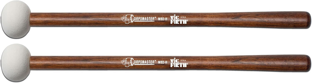 VIC FIRTH Bass Mallets MB2-H Corpsmaster Serie Hard Medium Head, Hard Medium Head