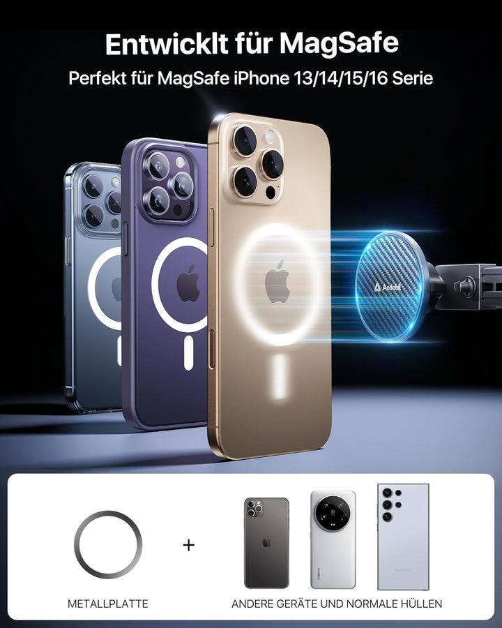 andobil Handyhalterung Auto für MagSafe Autohalterung Runde lüftung[20xN56 Stärkste Magnete]Magnet K