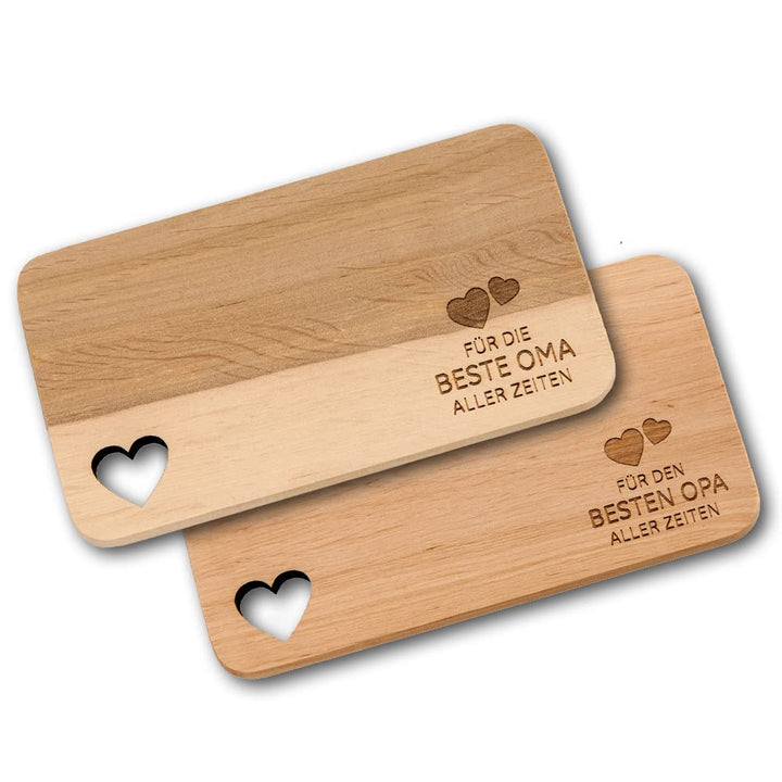 Spruchreif | 2er Set Frühstücksbrettchen mit Gravur „Oma“ & „Opa“ | Perfekte Geschenkidee für Grosse