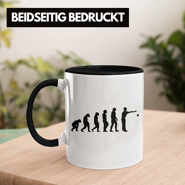 Trendation - Boule Tasse Geschenk Boule-Spieler Geschenkidee Spruch Evolution Boule (Schwarz), Schwa