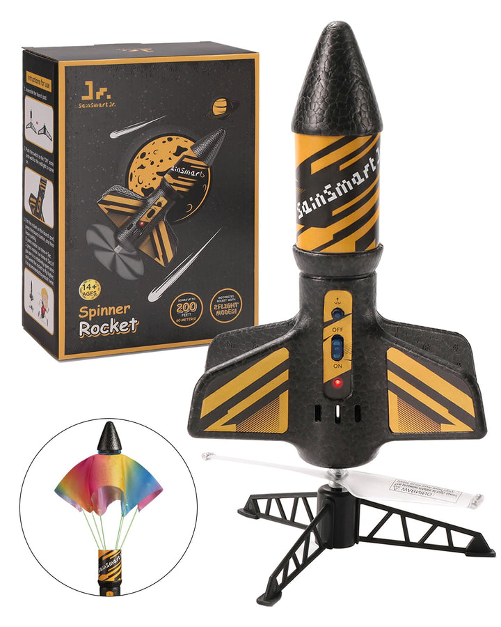 SainSmart Jr. Rakete Spielzeug – Motorisierte Rakete mit Fallschirm, Start bis zu 61 Meter, Outdoor-